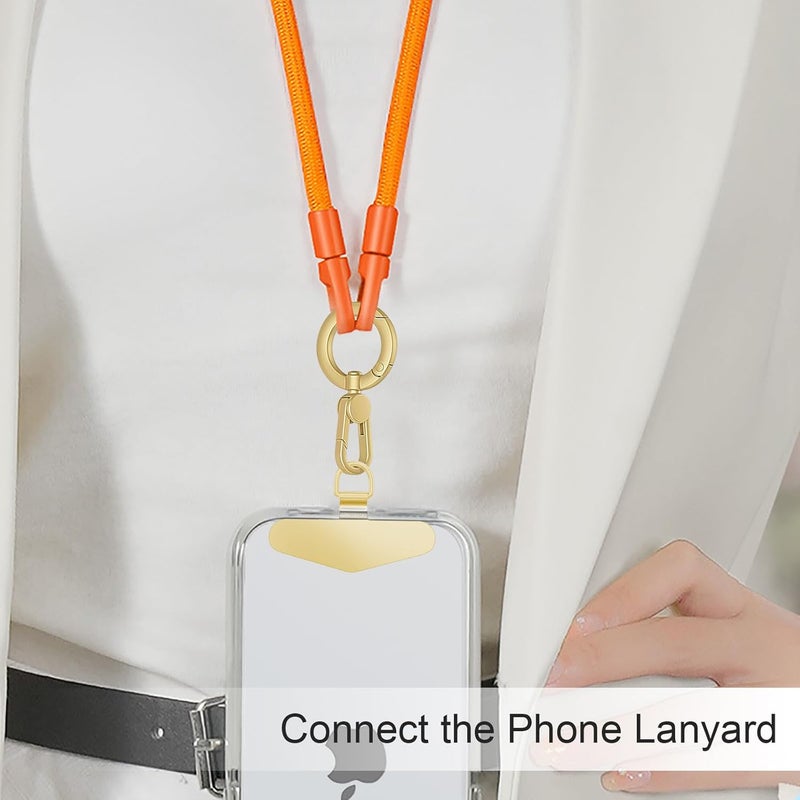 TENOC Metal Phone Tether, Universal Cellphone Lanyard Pad with 360 Rotation Spring Ring, Gold - Image 5